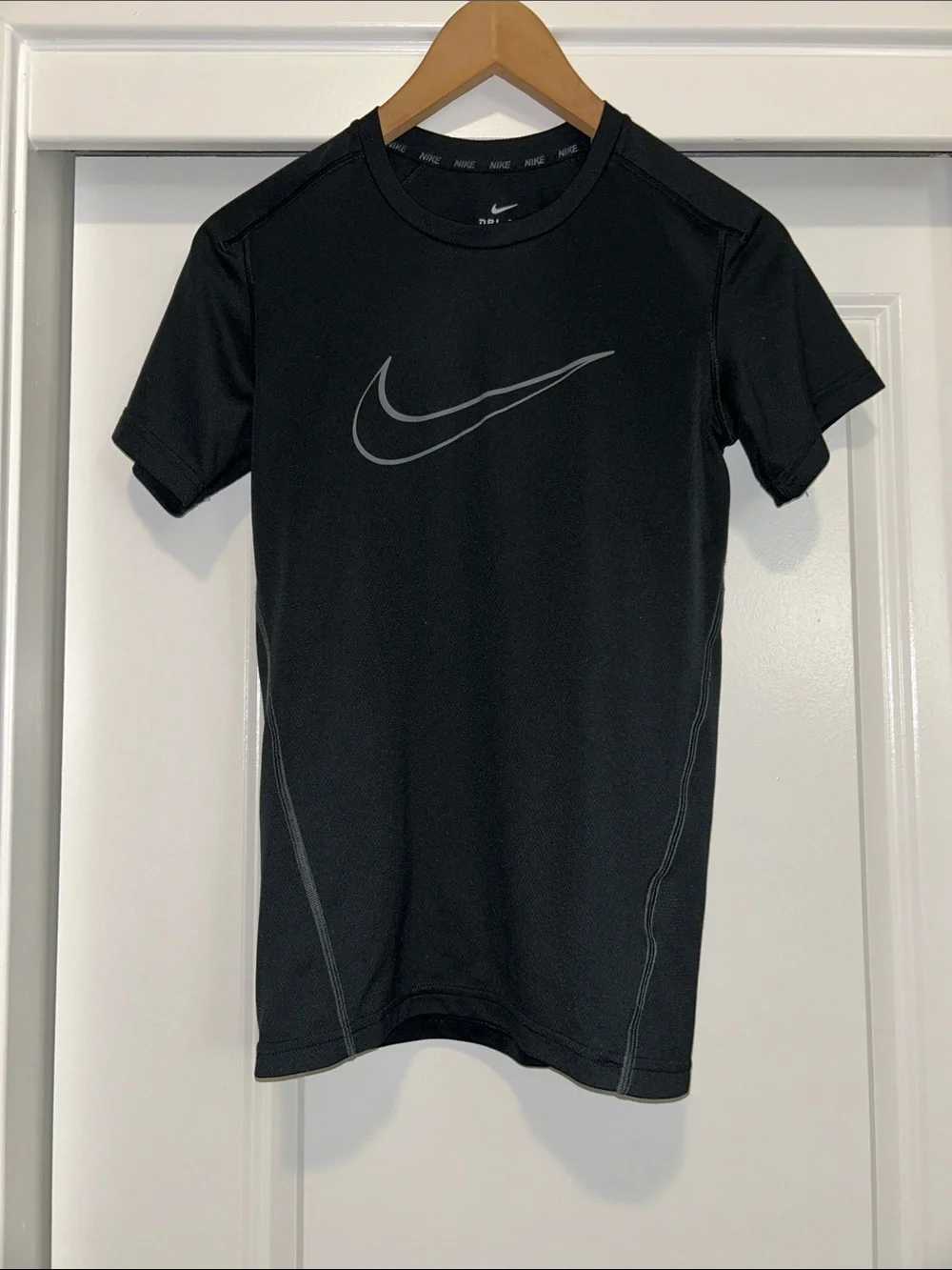 Nike Black Short Sleeve Dri-FIT Athletic Tee with Gray Swoosh